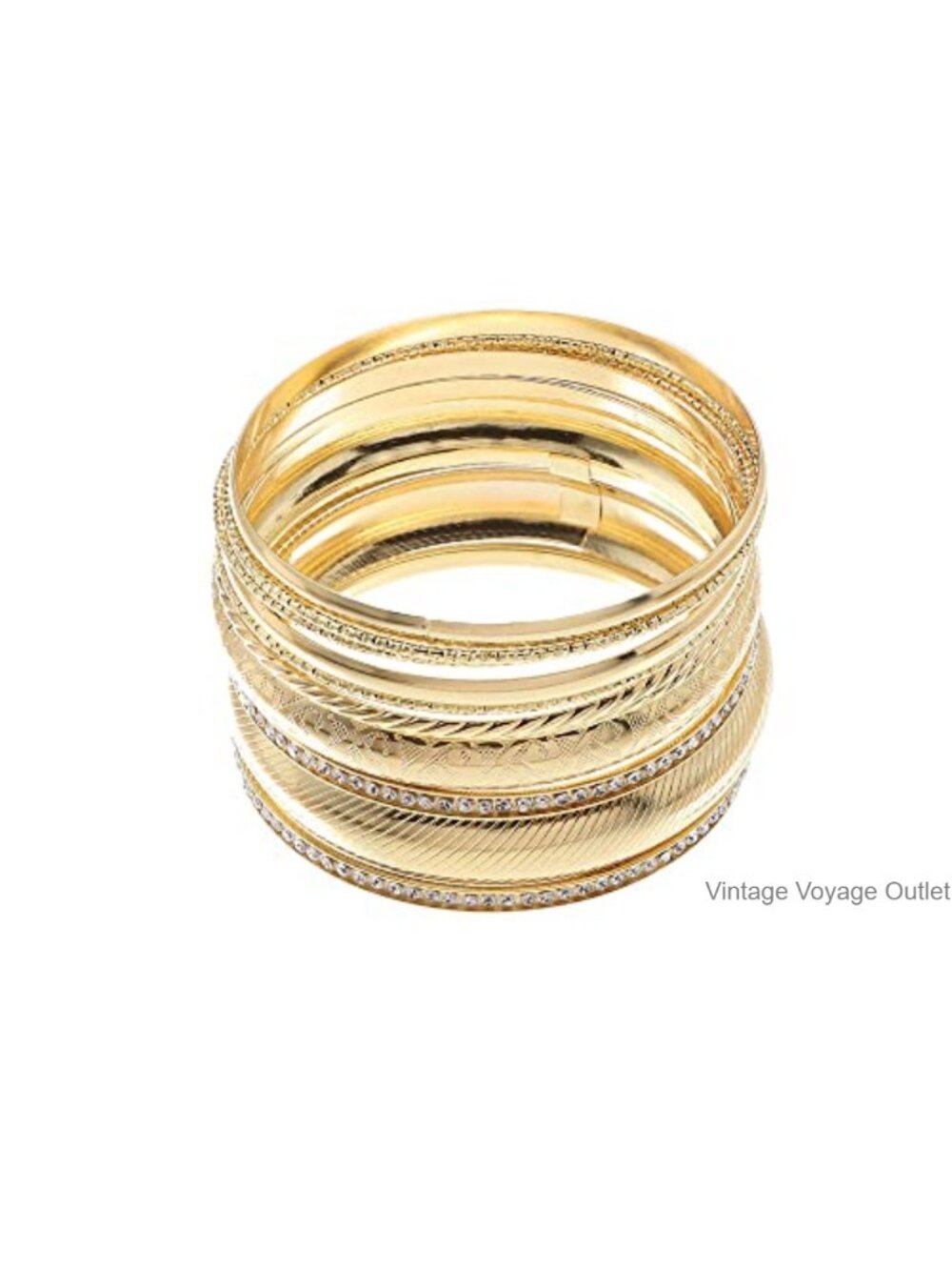 Boho Multi Cuff Bangle Bracelet Set Gold Rhinestone Pearl Stackable